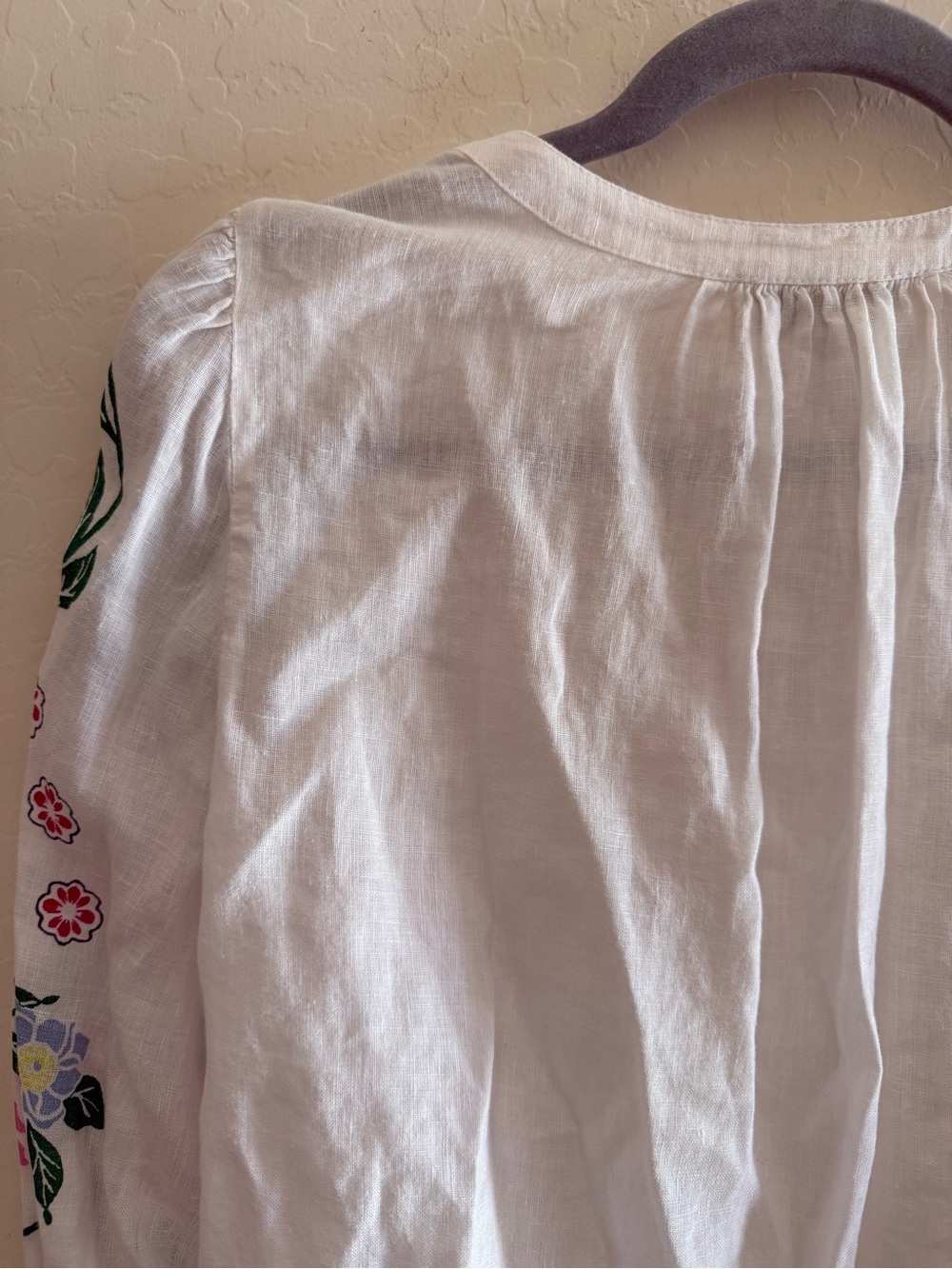 Charter Club, PS, linen floral print sleeve top with a button-front design - Picture 6 of 7